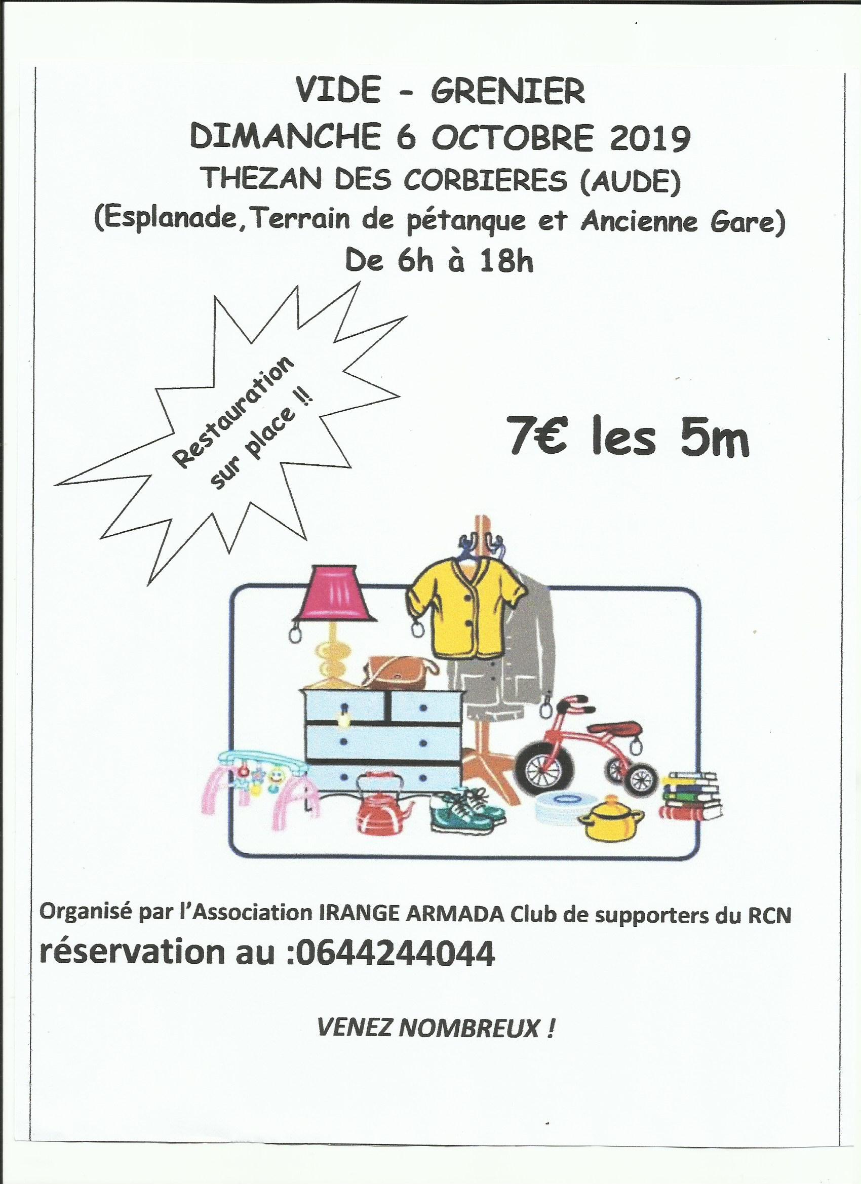 Vide grenier à Thézan des Corbières le 6 octobre 2019