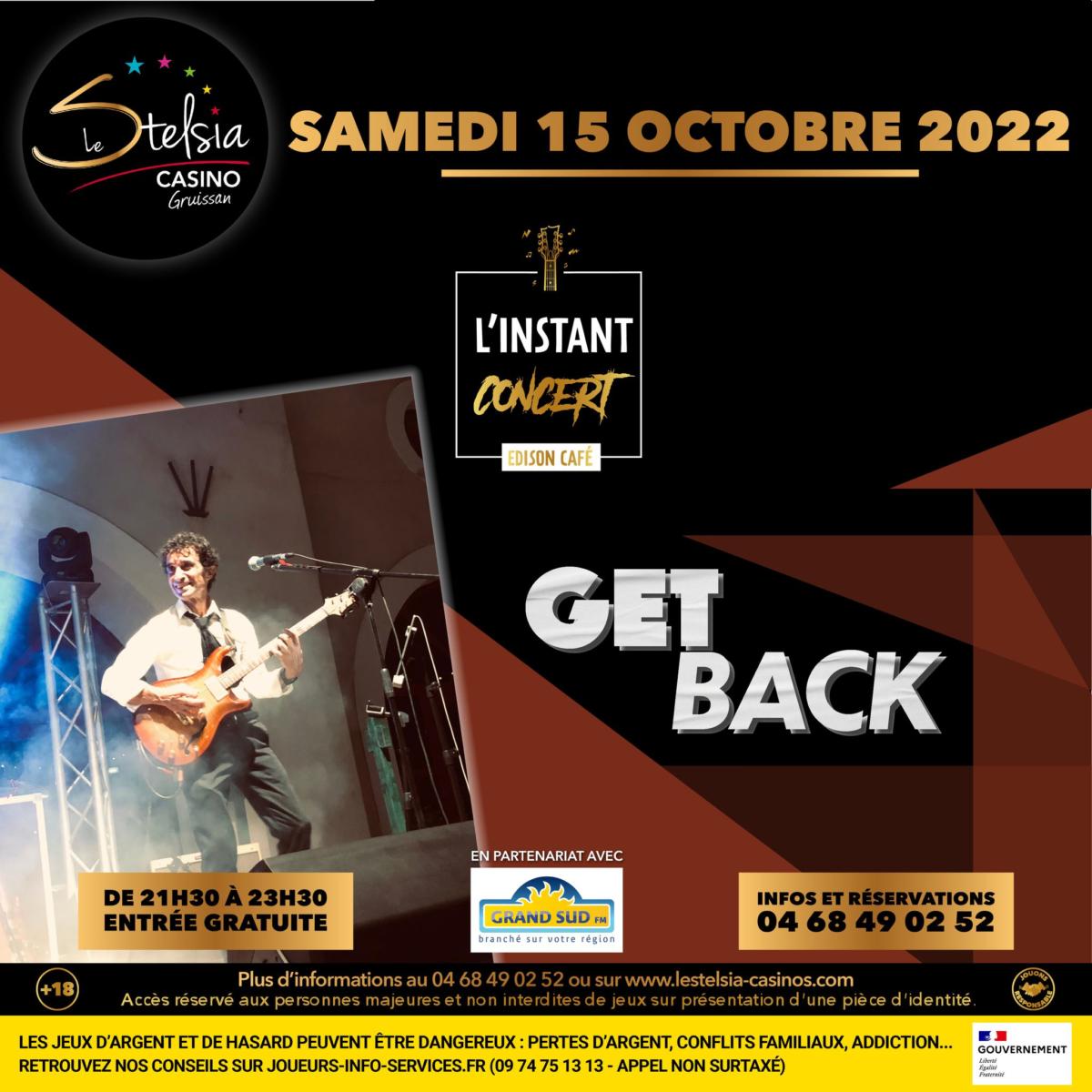 14-10-22 : André Djanranian et Paul Cribaillet du groupe Get Back en concert ce samedi 15 octobre au Stelsia Casino de gruissan