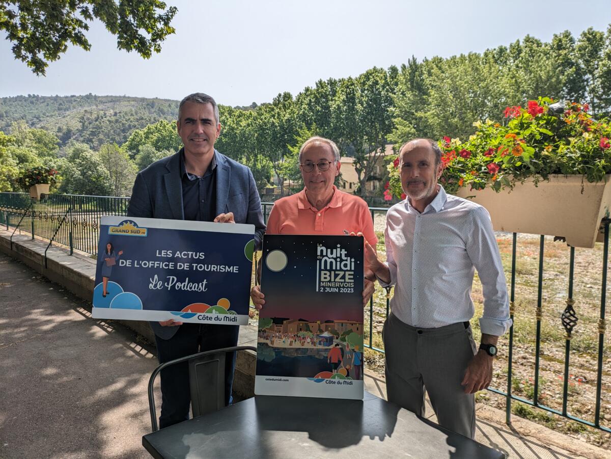 01-06-23 : Serge HOIBIAN, directeur général de l’Office de Tourisme de la Côte du Midi & Alain FABRE, maire de Bize-Minervois