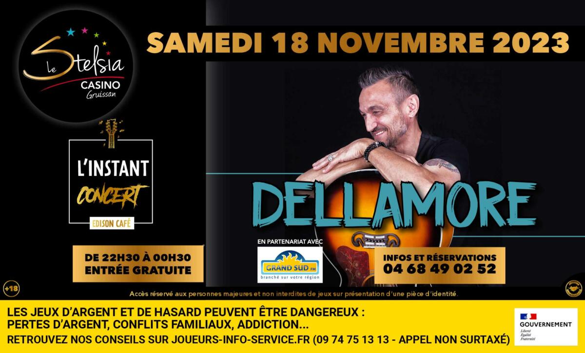 15-11-23 : Michel Dellamore en concert au Stelsia Casino de Gruissan samedi 18 novembre 2023 à 22h30