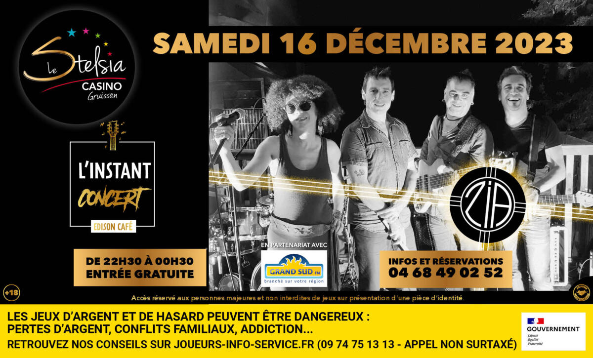 13-12-23 : Joal, chanteuse du groupe Zia en concert le samedi 16 décembre au Stelsia Casino Gruissan