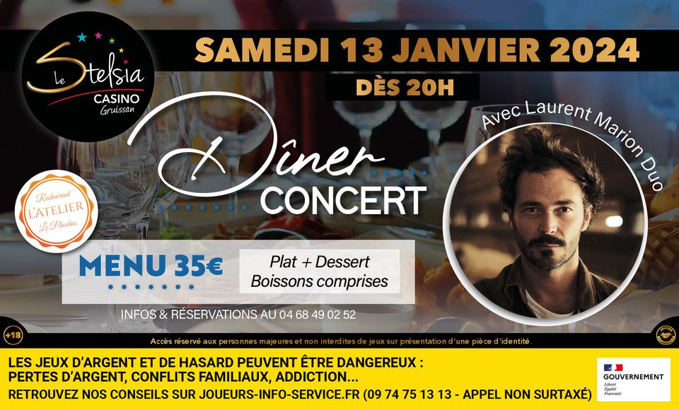11-01-24 : Laurent MARION, auteur et compositeur en dîner concert au Stelsia Casino Gruissan