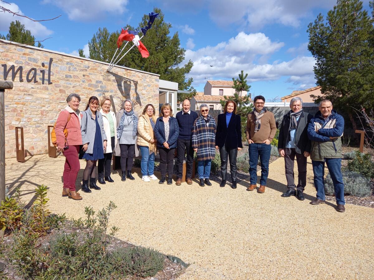 08-03-24 : Fabien BERGES, dir. Théâtre Scène Nationale du Gd Narbonne, Emma BELLOTTI, Vice-Présidente du Gd Narbonne, politique et action culturelles, Gérard LETEISSIER, maire d’Argeliers, Viviane DURAND, maire de Ste-Valière