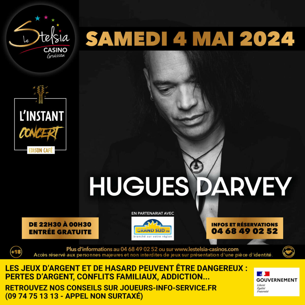 01-05-24 : Hugues DARVEY en concert le samedi 04 mai 2024 au Stelsia Casino de Gruissan