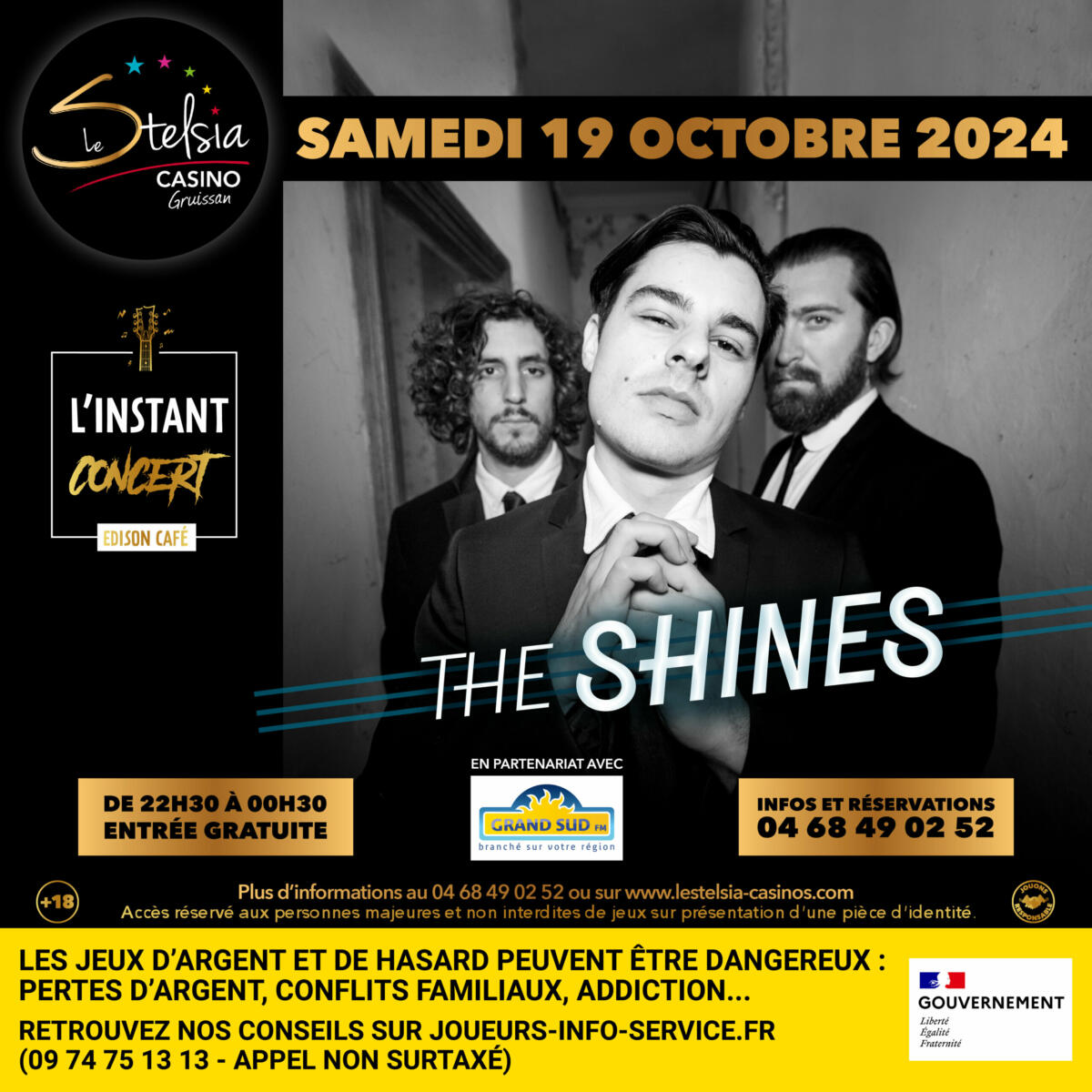 16-10-24 : Martin JAUSSAN, bassiste du groupe The Shines en concert au Stelsia Casino de Gruissan