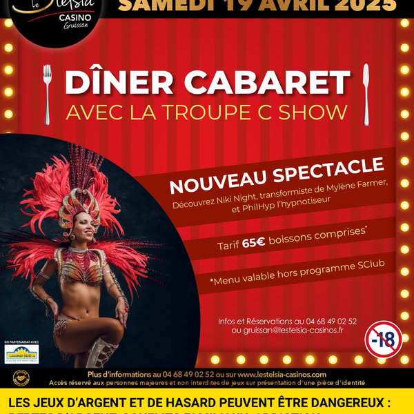 09-04-25 : Carole, responsable communication marketing & évènementiel au Stelsia Casino de Gruissan & Cyril GAYRAUD à la tête de la revue C Show Cabaret