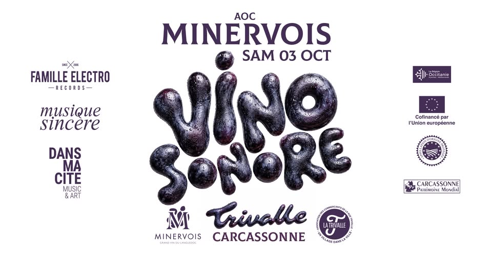 25-09-26 : Marie BARTHE, vice-présidente de l&rsquo;association des commerçants de la rue Trivalle à Carcassonne, Pierre COCORDAN, DJ du collectif Famille Electro et Jules BRIECHLES, chargé de communication de l&rsquo;Appellation Minervois