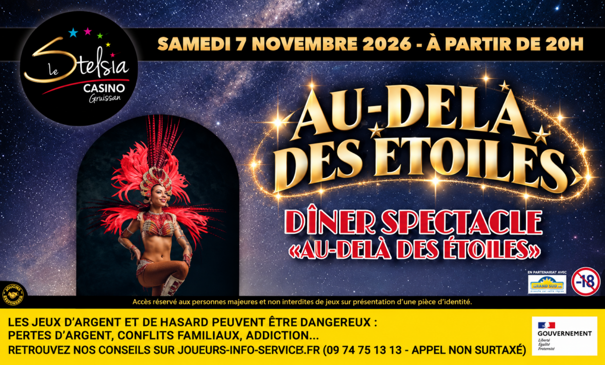 30-10-26 : Carole, responsable communication marketing & évènementiel au Stelsia Casino de Gruissan & Cyril GAYRAUD à la tête de la revue C Show Cabaret